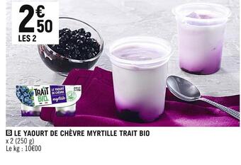 Spar Trait bio le yaourt de chèvre myrtille offre