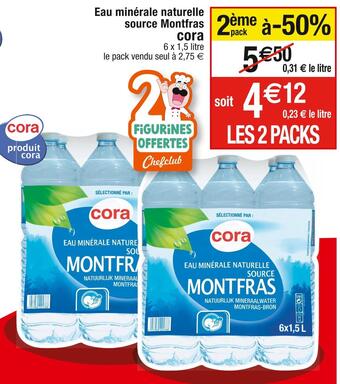 Cora x Carrefour Cora eau minérale naturelle source montfras offre