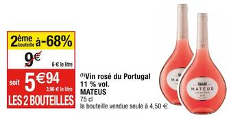 Cora x Carrefour Mateus vin rosé du portugal 11 % vol. offre