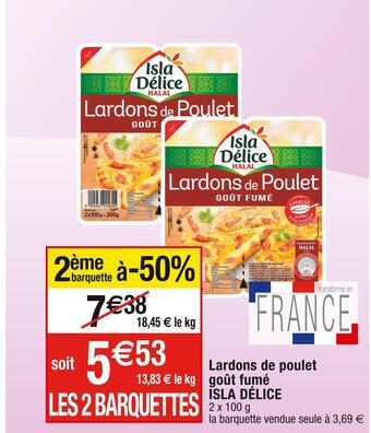 Isla délice lardons de poulet goût fumé
