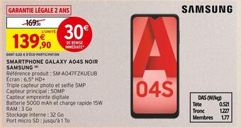 Intermarché Samsung smartphone galaxy a04s noir offre