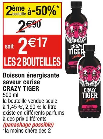 Cora x Carrefour Crazy tiger boisson énergisante saveur cerise offre