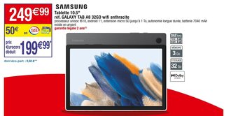 Cora x Carrefour Samsung tablette 10.5 réf. galaxy tab a8 32go wifi anthracite offre