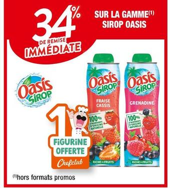 Cora x Carrefour Oasis 34% de remise immediate sur la gamme sirop oasis offre