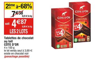 Cora x Carrefour Côte d’or tablettes de chocolat au lait offre