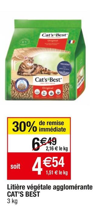 Cora x Carrefour Cat’s best litière végétale agglomérante offre