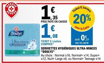 Serviettes hygieniques ultra-minces doulys
