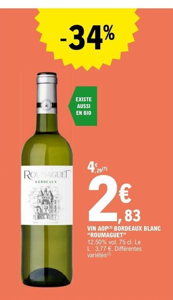 Vin aop bordeasux blanc roumaguet
