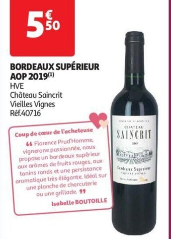Auchan BORDEAUX SUPÉRIEUR AOP 2019(¹) offre