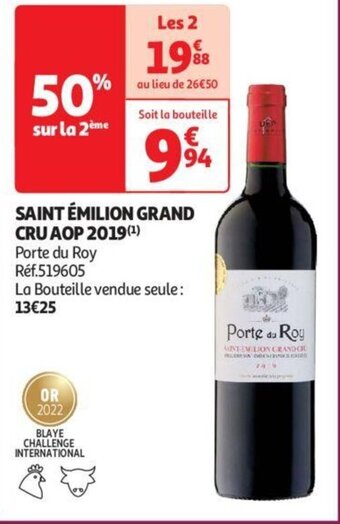 Auchan SAINT ÉMILION GRAND CRU AOP 2019(¹) offre