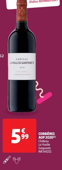 Auchan CORBIÈRES AOP 2020(¹) Château La Voulte Gasparets Réf.545211 offre