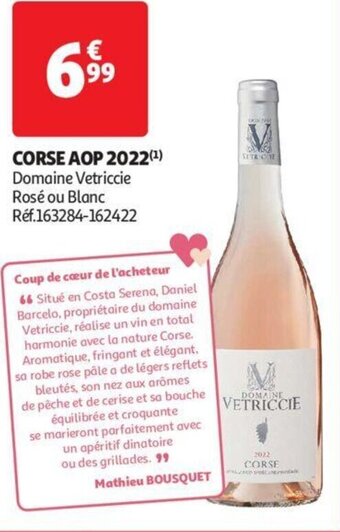 Auchan CORSE AOP 2022(¹) Domaine Vetriccie Rosé ou Blanc Réf.163284-162422 offre