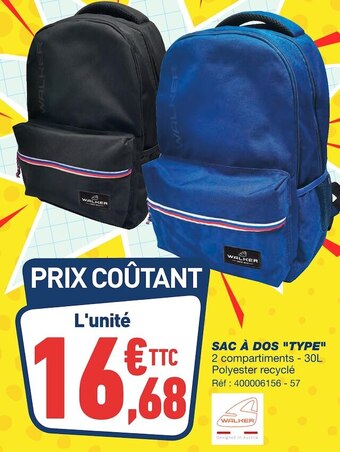 Bureau Vallée Walker sac à dos type offre