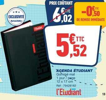 Bureau Vallée L'étudiant agenda étudiant offre