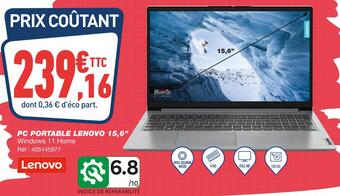 Bureau Vallée Lenovo pc portable 15,6’’ offre