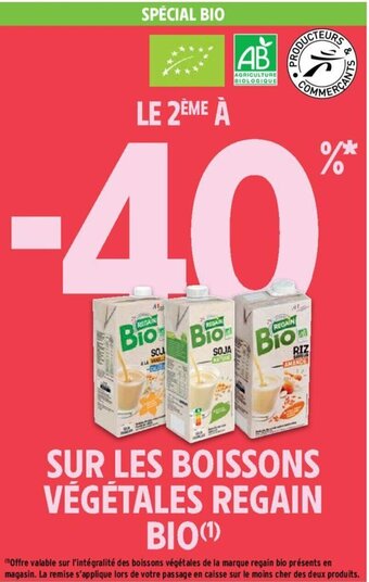 SUR LES BOISSONS VÉGÉTALES REGAIN BIO(¹)