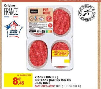 Intermarché Hyper VIANDE BOVINE: 8 STEAKS HACHÉS 15% MG offre