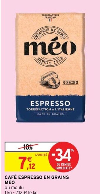 Intermarché Hyper CAFÉ ESPRESSO EN GRAINS MÉO offre