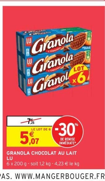 Intermarché Hyper GRANOLA CHOCOLAT AU LAIT LU offre
