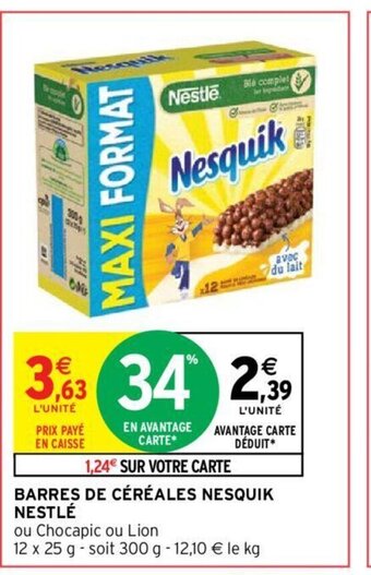 Intermarché Hyper BARRES DE CÉRÉALES NESQUIK NESTLÉ offre