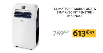 Bricomarché CLIMATISEUR MOBILE 3500W 35M² AVEC KIT FENÊTRE - 956326000 offre