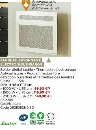 Bricomarché Panneau Rayonnant électronique Isarog Sauter offre