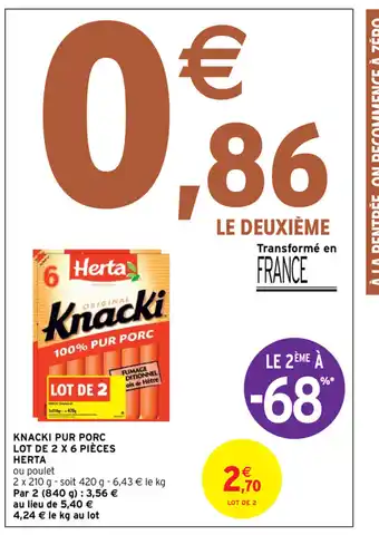Knacki Pur Porc Lot De 2 X 6 Pieces Herta