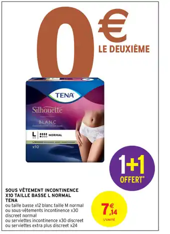 Intermarché Sous Vetement Incontinence X10 Taille Basse L Normal Tena offre