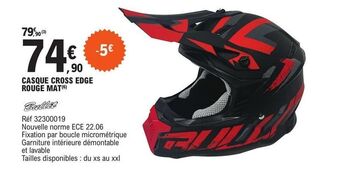 E.Leclerc L'Auto Casque cross edge rouge mat offre