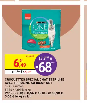 Intermarché Croquettes Special Chat Sterilise Avec Spiruline Au Boeuf One offre