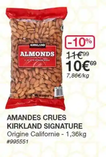 Costco Amandes Crues Kirkland Signature offre