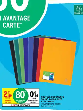 Intermarché Protege Documents Soude A4 100 Vues Exacompta offre