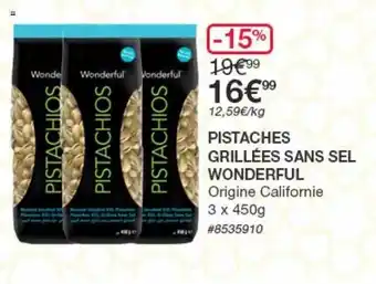 Pistaches Grillées Sans Sel Wonderful