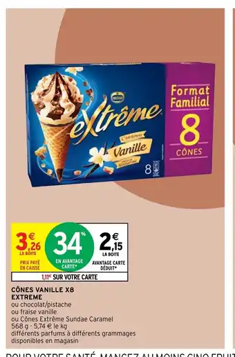 Intermarché Cones Vanille x8 Extreme offre