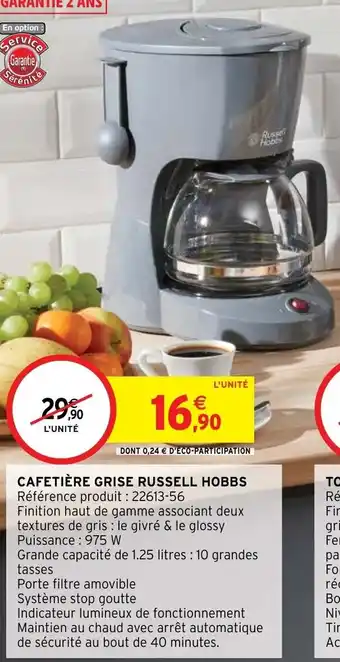 Intermarché Cafetière Grise Russell Hobbs offre