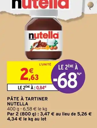 Intermarché Pâte à Tartiner Nutella offre