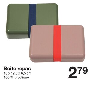 Boîte repas 18 x 12,5 x 6,5 cm 100% plastique