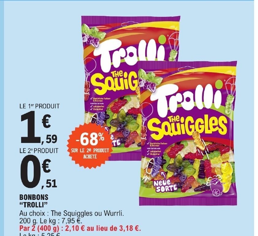 Promo BONBONS "TROLLI" chez E.Leclerc