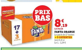 Super U FANTA ORANGE Le pack de 17 boîtes +3 OFFERTES offre