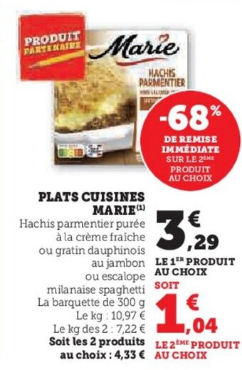 Super U PLATS CUISINES MARIE (¹) offre