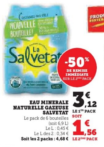 Super U EAU MINERALE NATURELLE GAZEUSE offre