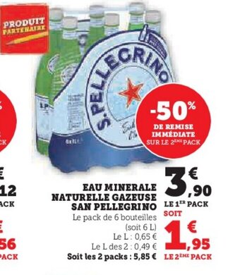 Super U EAU MINERALE NATURELLE GAZEUSE offre