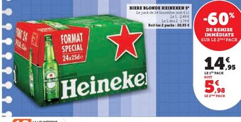 Super U BIERE BLONDE HEINEKEN 5° Le pack de 24 bouteilles (soit 6 L) offre