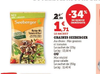 Super U GRAINES SEEBERGER offre
