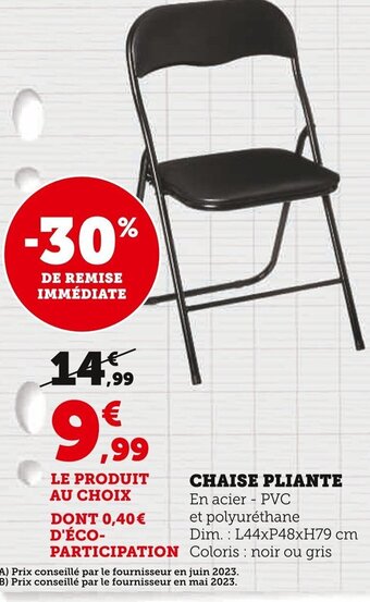 Super U CHAISE PLIANTE offre