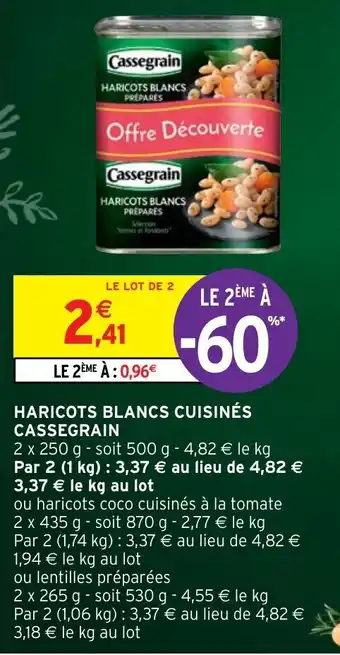 Intermarché Haricots blancs cuisinés Cassegrain offre
