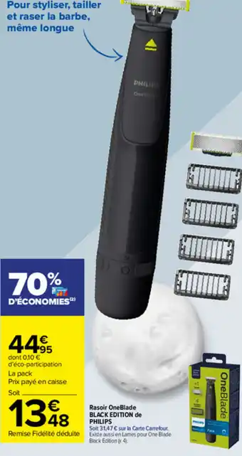 Carrefour Market Rasoir OneBlade Black Edition de Philips offre