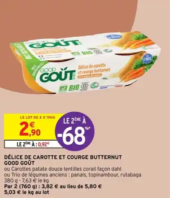 Intermarché Délice De Carotte Et Courge Butternut Good Goût offre