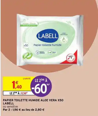 Intermarché Papier Toilette Humide Aloe Vera X50 Labell offre
