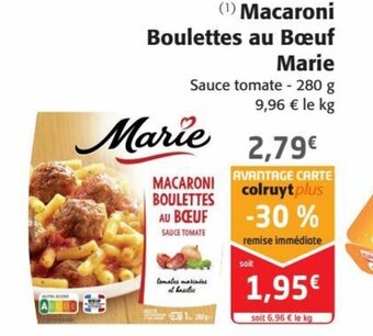 Colruyt (1) Macaroni Boulettes au Bœuf offre